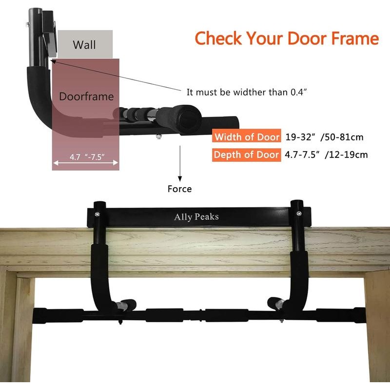 Pull Up Bar for Doorway, 440lbs Max Capacity, Multi-Grip Upper
