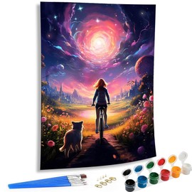 SKRYUIE Starry Sky Paint by Numbers Kit for Adults, Bicycle Acrylic Oil Paint by Numbers Kits for Adults Beginner Canvas with Paintwork Art Crafts for Home Decor 16x20 inch k4