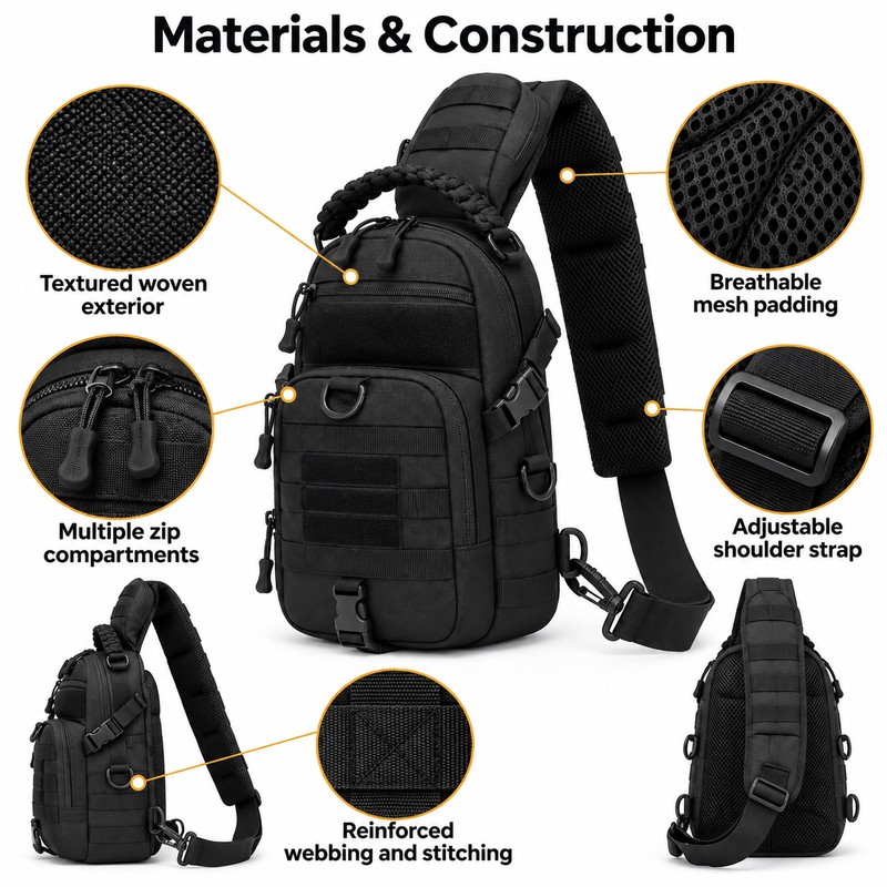 Men's Tactical MOLLE Chest Bag – Adjustable Water-Resistant Nylon Sling