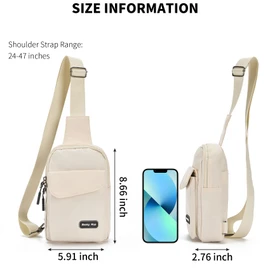 Seoky Rop Small Crossbody Bags for Women Men Nylon Water Resistant Sling Bag for Running Workout Travel, Beige, Small, Sling Backpacks