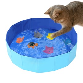 LUPAPA Cat Pool Toy with 6 Fish, Cat Water Toy for Indoor Cats, Interactive Cat Toys for Bored Cats, Foldable and Portable Kitten Toy