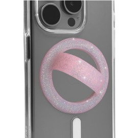 Casespire Magnetic Silicone Phone Grip Soft Finger Loop Holder for MagSafe Cases and iPhones (Pink Sparkle)