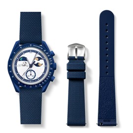 REBANDACE Strap for Moonswatch Watch,Universal 20mm Silicone Band Compatible Omega x Swatch Speedmaster,Lunar Soil Texture Replacement Strap for Swatch Omega 20mm Watch Men Women (Navy, 20mm)