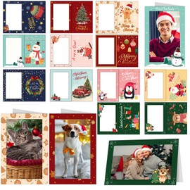 Dispowreath 12 Pcs Christmas Photo Frame Cards for 4 x 6 Inch Christmas Cards with Photo Insert Holiday Picture Cards Greeting Cards for Xmas Home Classroom Greeting New Years Cards