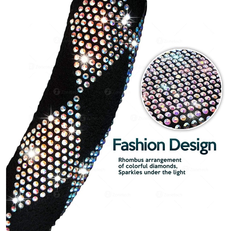 ZONETECH Luxe Diamond Bling Steering Wheel Cover – Premium Crystal