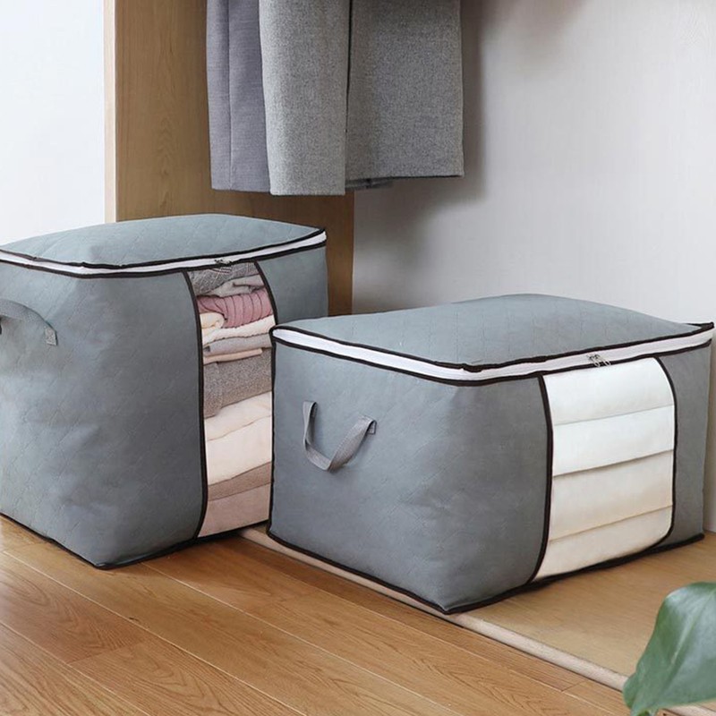 4Pcs Gray Quilt Storage Bag Organizer Large Capacity Breathable House