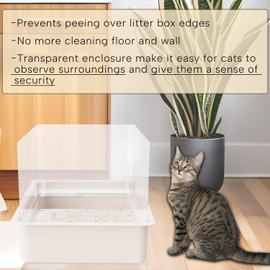 KEYIDE 6PCS Cat Litter Box Pee Shields, Cat Litter Box Enclosure Splash Guard, Transparent Privacy Screen for Low Sided Litter Box Prevents Litter Leakage, 38x28cm