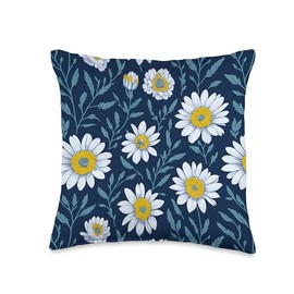Cute Daisies Vintage Floral Pattern Throw Pillow