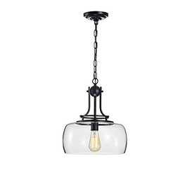 Warehouse of Tiffany HM153/1 Karha Single Light Matte Black Glass Shade Pendant, One Size