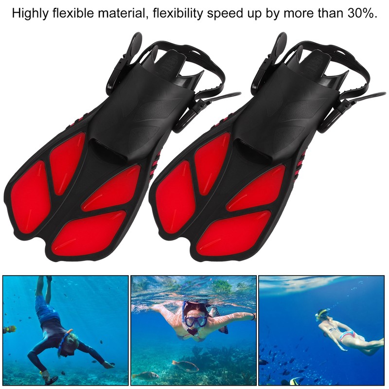 1 Pair Adjustable Swim Fins Soft TPR Open Heel Long
