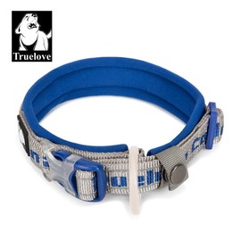 WINHYEPET True Love Reflective Dog Collar, Nylon Webbing, Comfortable and Safe, Adjustable Buckle, Comfortable for Walking Small Dogs, Collar Ring TLC50121 (Grey/Royal Blue, L)