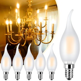 Ivyemons Dimmable CA11 E12 LED Candelabra Bulb, 40W Equivalent Frosted Chandelier Light Bulb, 4W 2700K Warm White 450LM CA11 Flame Tip Vintage Filament Candle Light, 6 Pack