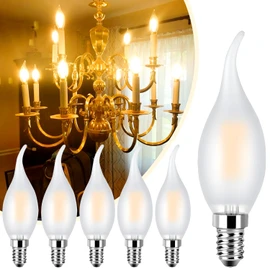 Ivyemons Dimmable CA11 E12 LED Candelabra Bulb, 40W Equivalent Frosted Chandelier Light Bulb, 4W 2700K Warm White 450LM CA11 Flame Tip Vintage Filament Candle Light, 6 Pack