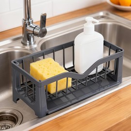 Raxfekro Sink Organiser, Kitchen Sink Organiser, Slim Dish Cloth Holder, Sink Organiser, Cloth Holder, Sink, Plastic for the Kitchen and Bathroom, Storage & Organisation