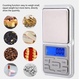Pocket Gram Scale, 500g 0.1g Portable Food Travel Kitchen Small Scale Digital Electronic Measuring Scale with Backlight Grain Scale