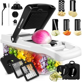 Vegetable Chopper, Vegetable Chopping, 16-in-1 Deluxe Vegetable Chopper Kitchen Gifts | Onion Chopper & Dicer | Peeler, Spiralizer, Lemon Squeezer, Egg Slicer & Seperator- Ultimate Kitchen Gadget