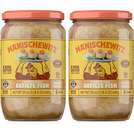 Manischewitz Premium Gold Gefilte Fish with Carrots 24oz (2 Pack), Kosher for Passover