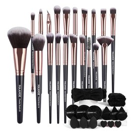 Maange Brochas Maquillaje Profesional Piece Set Herramientas Multifuncional Kabuki Sintético Rubor Polvo Base Juego Viajes Uso Diario Oro Negro Pcs