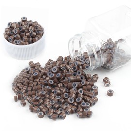 Sixstarhair Silicone Micro Link Rings 5mm Lined Beads for Hair Extensions I Tip Hair Extensions Tools Beads (500pcs, Brown)