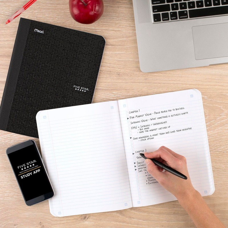 Five Star Composition Books + Study App, 6 Pack, College