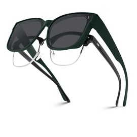 Pro Acme Sunglasses Fit Over Glasses for Women,Trendy Square Sun Glasses Polarized Oversized Shades PAHM883(Green/Grey)