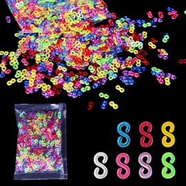 YATEICBC 500 Pieces Colorful S Shaped Clips, Colorful Loom Bands Buckle Clips Plastic Rubber Clips Craft Rubber Clips Bracelet Jewelry Accessories Crochet Hooks