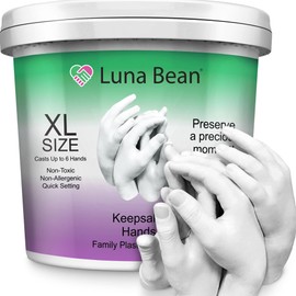 Luna Bean XL Family Hand Casting Kit – Extra-Large Hand Molding Kit for Families, Casts Up to 6 Hands – Plaster Craft Gift for Family, Parents, Grandparents and Keepsake Memorial