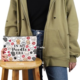 Pyoul Poodle Lover Gift Poodle Era Makeup Bag Poodle Mom Cosmetic Bag Poodle Owner Gift Poodle Merch, beige