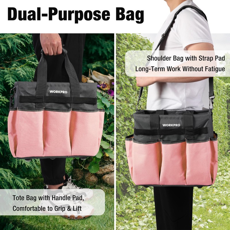 WORKPRO Garden Tool Bag, Heavy Duty Gardening Tote Bag Organizer