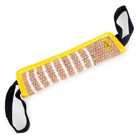 Dog Bite Tug Toy 12 x 3.2 Inches - Durable Pull Toy with 2 Soft & Strong Handles - Tough Jute Bite Pillow for Medium to Large Dogs - Ideal for Tug of War, Fetch, K9, Puppy Training & Interactive Play