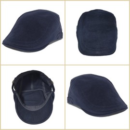 Cotton Newsboy Hats Flat Cap for Men Adjustable Ivy Irish Gatsby Driving Hunting Cabbie Hat (US, Alpha, One Size, Navy)