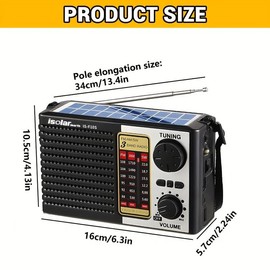2024 New Solar Emergency Radio, AM/FM Digital Speaker With LED Lights, USB And TF Card Interface, 3 Charging Methods Including Solar Panel, Adjustable Volume, For Outdoor Activities Audio Retro