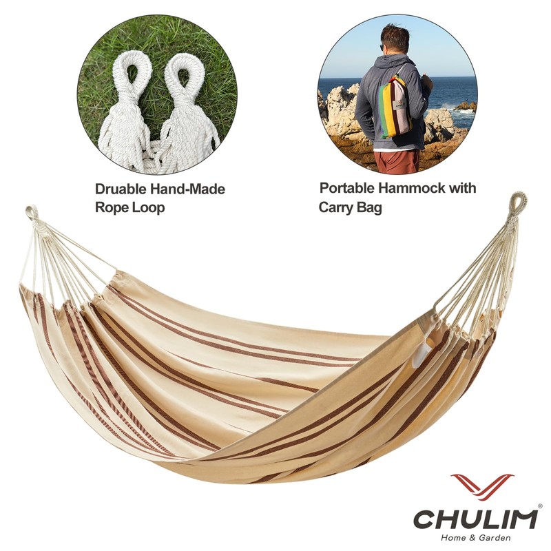 CHULIM Brazilian Double Hammock with Tree Straps,Extra Large 94x63IN,2 Persons