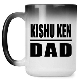 Designsify Gifts, Kishu Ken Dad, 15oz Color Changing Mug Ceramic Heat Sensitive Magic Tea-Cup, for Birthday Anniversary Mom Dad Parents Fathers Mothers Day Party, to Men Women Him Her Friend Mom Dad