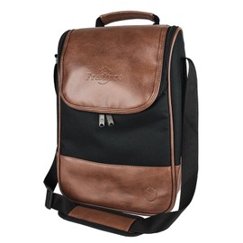 Frehore® Wine Leather Tote Cooler Insulated Bag - Luxury 2 Bottle Carrier Design For Lunch/Travel - Idea Gift For Women/Man (Reserve Place For Corkscrew Opener, Dark Brown)