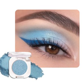 QIDSTERS Sky Blue Metallic Single Eyeshadow, Lightweight Blendable Mini Eye Shadow for Older Women, Monochrome Eyeshadow Palette Makeup Pigmented Waterproof, Vegan & Cruelty-Free, 32