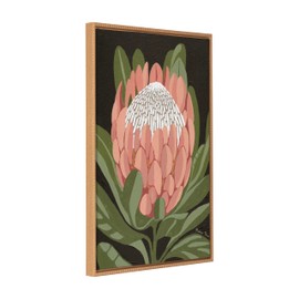 Kate and Laurel Sylvie Beaded Protea Noire Vintage Framed Canvas Wall Art by Mackenzie Nelson, 23x33 Beaded Natural, Colorful Flower Art for Wall