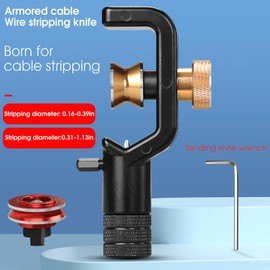 BAOSHLA Optical cable stripping knife Armored Fiber optic cable stripper 8-28.6mm Vertical and horizontal Dual use type cable cutter Cable Slitting Tool with 4-10mm accessory and 1PCS spare blade