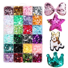 Encuryna Sequins for Crafts, 8400 Pieces Colours Sequins Set with Box, Loose Sequins, Colourful Crafts, Sewing, Sticking, Bulk Mixed Colours, Loose Sequins for DIY Crafts Making