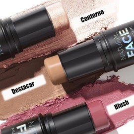 Palo de reparación, Juego de 3 Barras de Contorno con Pinceles de Resaltador,Bronceador y Tonos de Rubor Lápiz de Contorno no Graso Impermeable,Potentes Funciones de Resaltado, Contorneo, Doble Cejas, Maquillaje Facial y Base de Rubor. (3PCS)