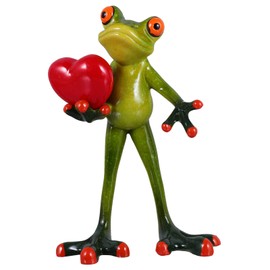 NUOBESTY Frog Figures Statue with Heart Resin Frog Ornament Garden Figure Decorative Figure Pond Decoration Frogs Garden Gnomes for Outdoor Balcony Birthday Wedding Valentine's Day Party Table