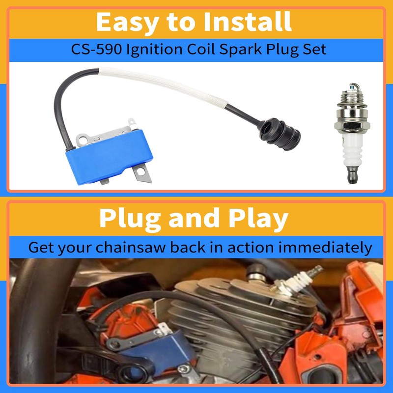 seacses Upgraded CS-590 Ignition Coil Spark Plug Set Compatible with