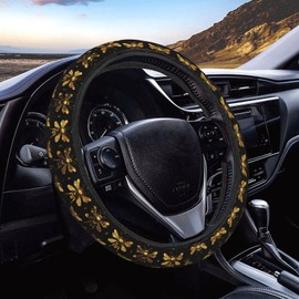 Buyidec Golden Bee Steering Wheel Covers Anti-Slip Elasticity Car Accessories Steering Wheel Protector Universal 15 Inch for Cars SUV Vehicle Truck