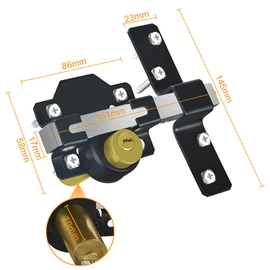 Barn Door Lock, Fence Gate Lock, Double Sided Gate Latch, Gate Lock for Wodden Garage Door, Supplied with 5 Keys, Work with 2.75" Wooden Vinyl Metal Gate, for Right & Left Door