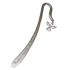 Stunning Shiny Silver Colour Guardian Angel Bookmark with Crystal Effect Gems & The Quote 'Reading is Dreaming with Open Eyes' - Guardian Angel Bookmark Gift for Her