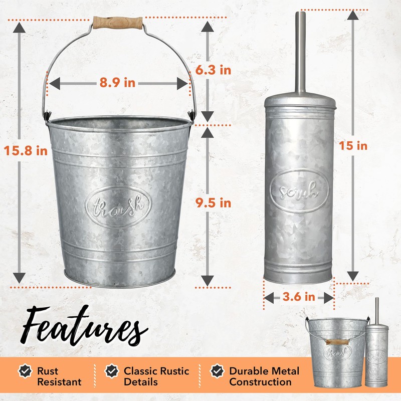 Autumn Alley Rustic Farmhouse Bathroom Trash Can and Toilet Brush