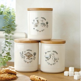 Cooksmart Ceramic Tea Canister | Tea Coffee Sugar Canisters For All Type Of Kitchens | Coffee And Tea Storage Jars With Modern Designs - Country Animals