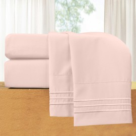 Elegant Comfort Luxury 4-Piece Bed Sheet Set - Luxury Bedding 1500 Premium Hotel Quality Microfiber, Wrinkle Resistant Cool and Breathable, Easy Elastic Fitted, King, Blush Pink