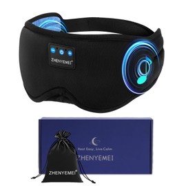 Deep Sleep Mask with Bluetooth 5.4 Headphones - Blackout Sleeping Mask Side Sleeper Eye Masks Earphone Rechargeable Headband Wiless Music Ear Muffs Portable Travel Essentials Gift for Women Men Mom
