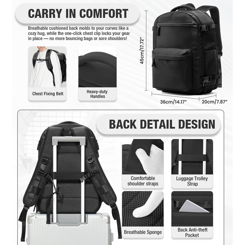 Vacuum Backpack Travel with Pump Personal Item Carry on Flight